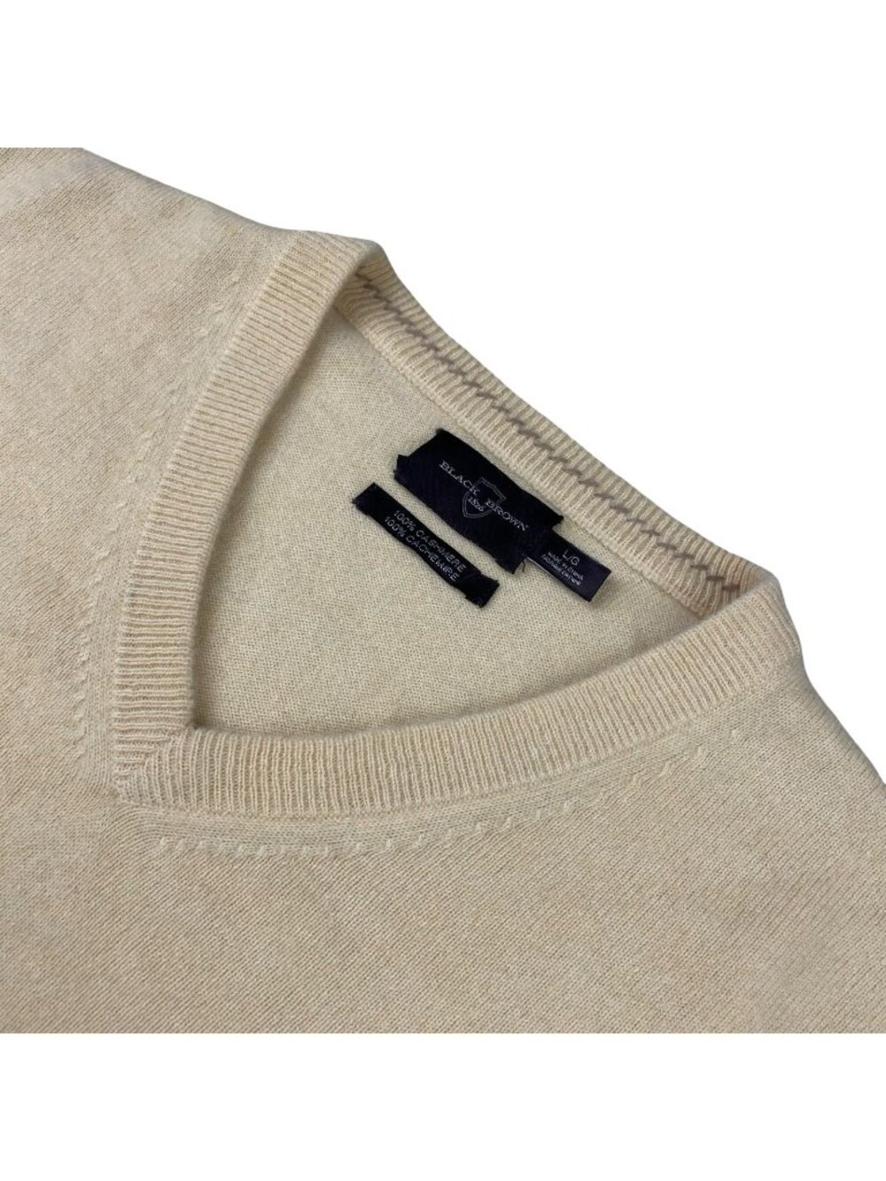 Black Brown 1826 Men’s 100% Cashmere V-Neck Pullover Sweater Yellow • Large